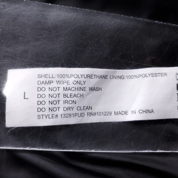 Ashley Biker Jacket Women L Black Faux Leather Belted Offset Zipper Cropped Edgy - Picture 10 of 11